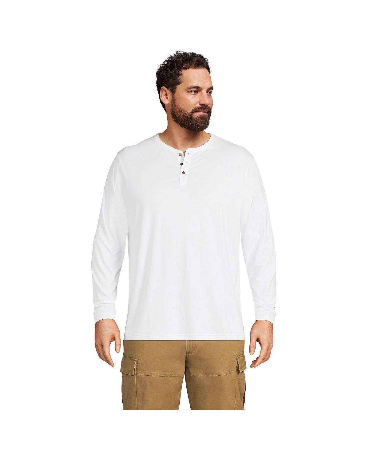 Lands End Mens Big and Tall Supima Jersey Long Sleeve Henley T-Shirt Product Image