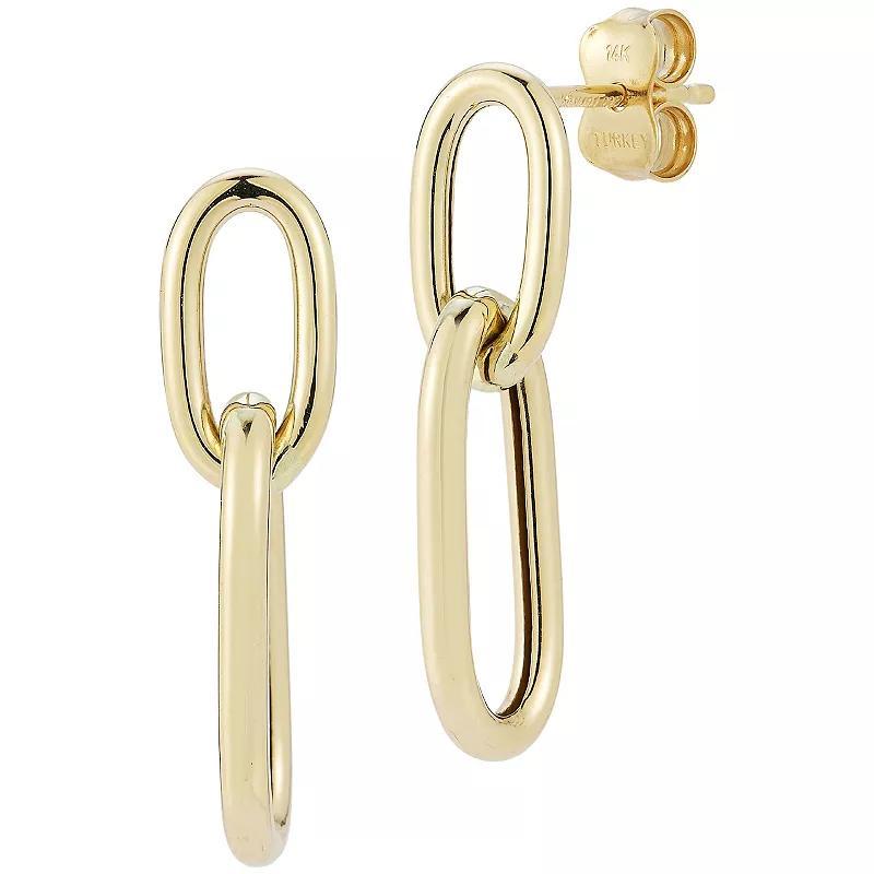 LUMINOR GOLD 14k Gold Duo Drop Link Earrings, Womens Product Image