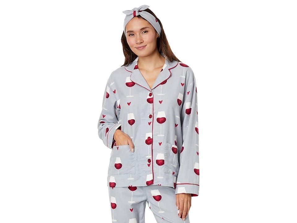 Rise and Wine Printed Flannel Pajama Set Product Image