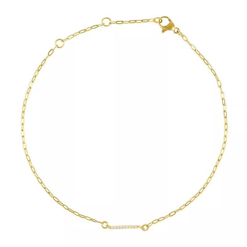 Adornia Gold Tone Cubic Zirconia Pave Sideways Initial Anklet, Womens Gold Tone I Product Image