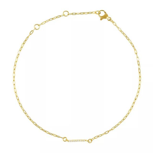 Adornia Gold Tone Cubic Zirconia Pave Sideways Initial Anklet, Womens Gold Tone I Product Image