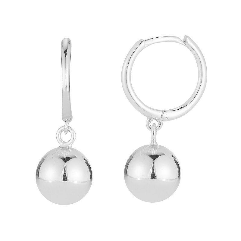 Sunkissed Sterling Ball Hoop Drop Earrings, Womens, Silver Tone Product Image