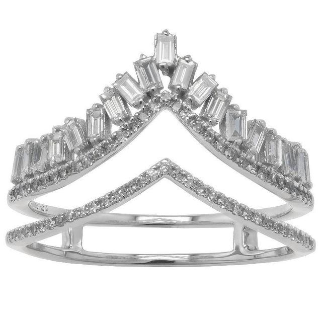 Luxle 14k White Gold 3/8 Carat T.W. Diamond Crown-Shaped Right Hand Ring, Womens Product Image