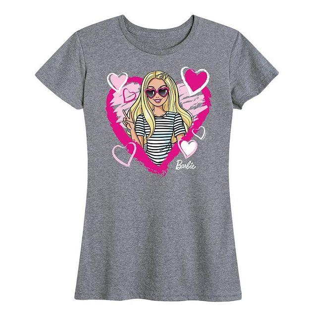 Womens Barbie Sketchy Hearts Graphic Tee Grey Gray Product Image