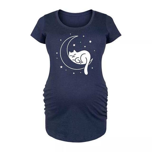 Maternity Cat Sleeping On Moon Graphic Tee, Womens Product Image