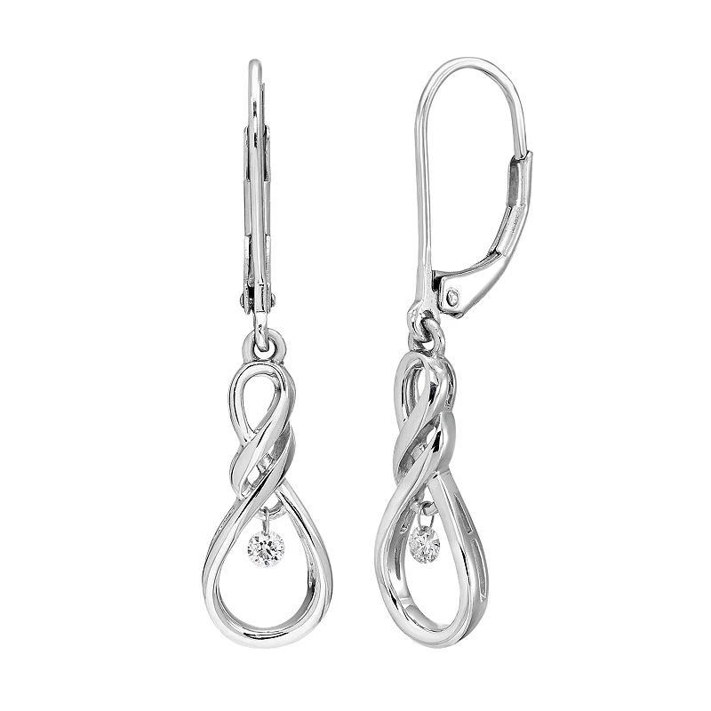 Boston Bay Diamonds Sterling Silver Diamond Accent Infinity Drop Earrings, Womens, White Product Image