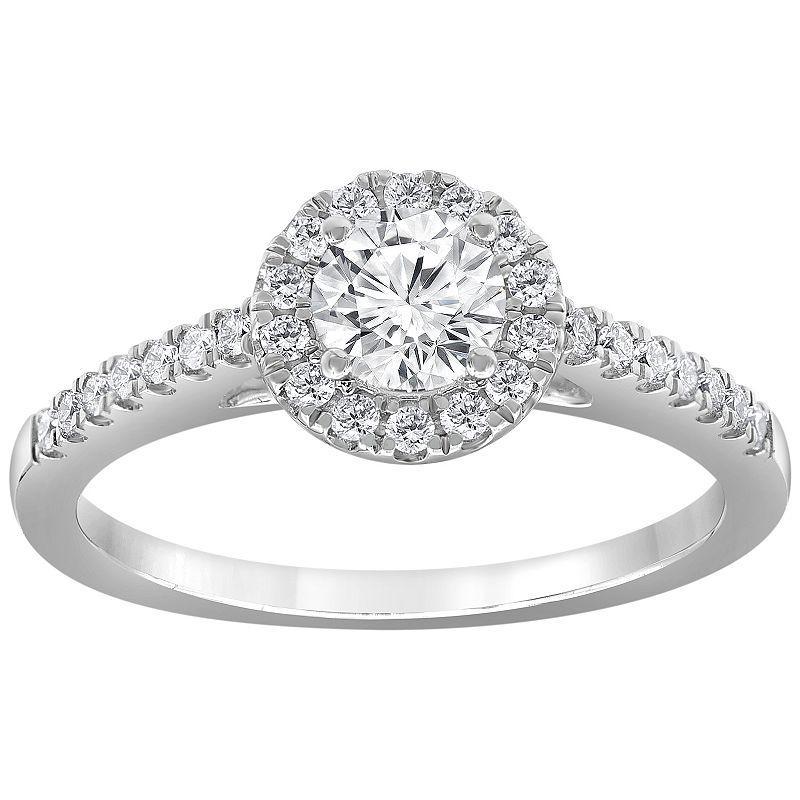 Evolv 14k White Gold 3/4 Carat T.W. Lab-Grown Diamond Halo Engagement Ring, Womens Product Image