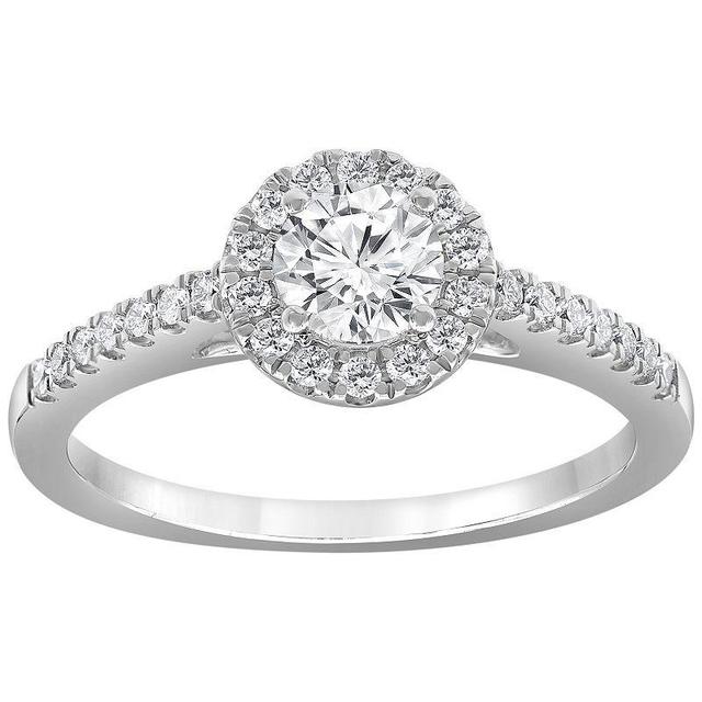 Evolv 14k White Gold 3/4 Carat T.W. Lab-Grown Diamond Halo Engagement Ring, Womens Product Image