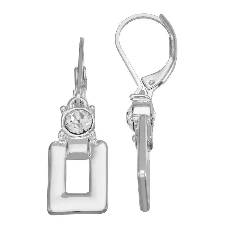 Nine West Silver Tone Crystal Drop Earrings, Womens, Clear Product Image