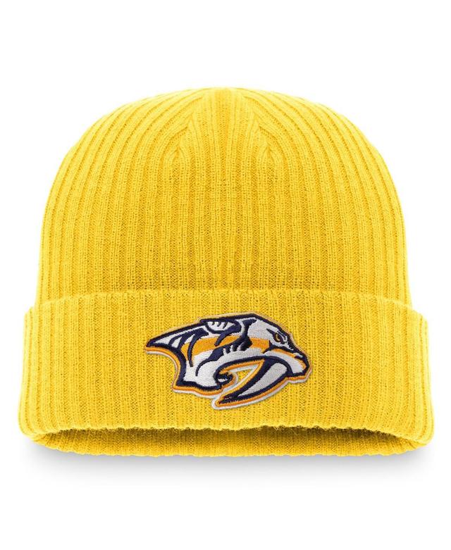 Mens Fanatics Gold Nashville Predators Core Primary Logo Cuffed Knit Hat Product Image