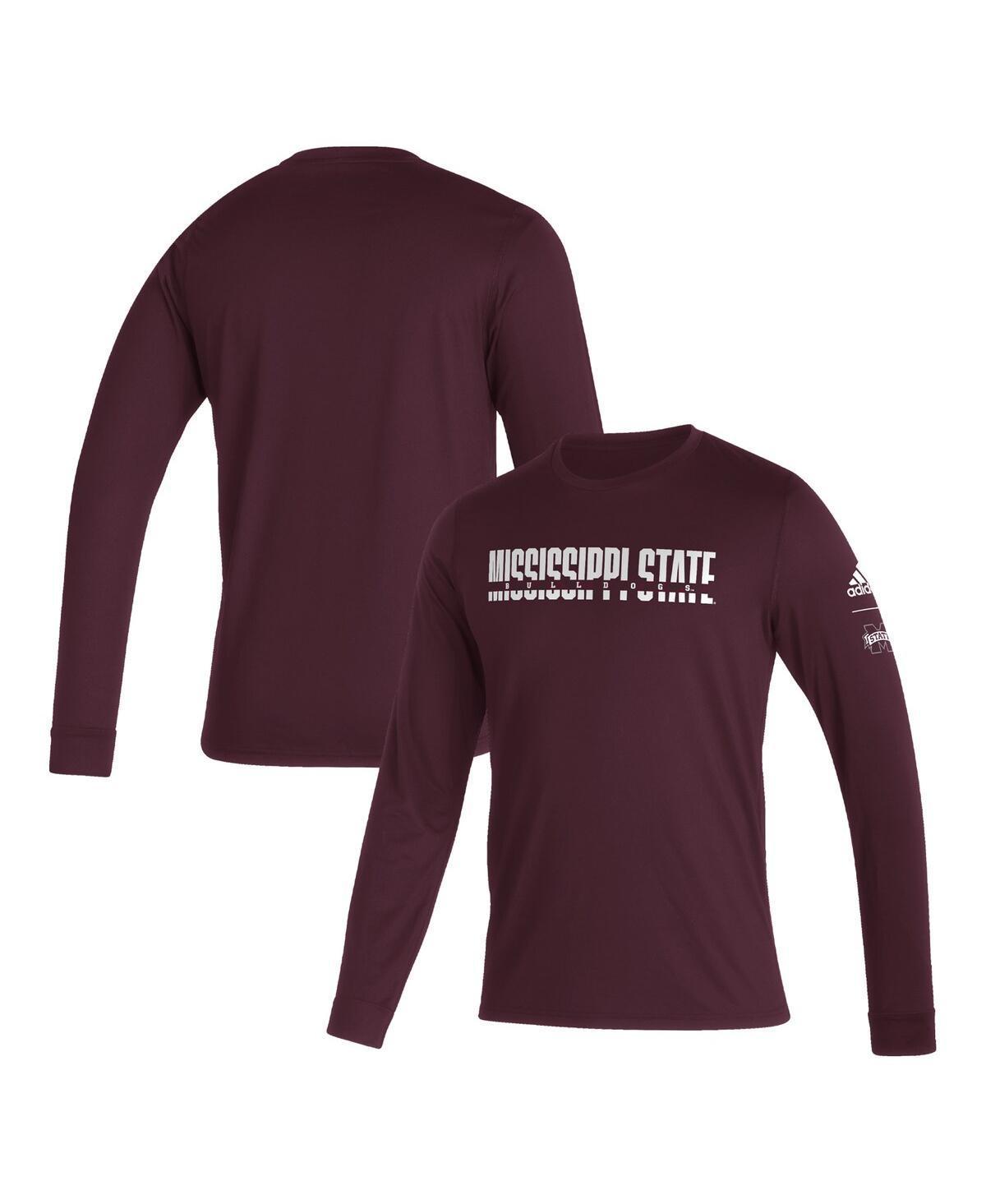 Mens adidas Maroon Mississippi State Bulldogs Sideline Locker Strikethrough Creator Aeroready Long Sleeve T-shirt Product Image