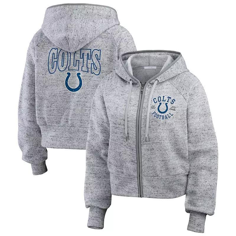 Womens WEAR by Erin Andrews Heather Gray Indianapolis Colts Speckled Fleece Cropped Full-Zip Hoodie product image