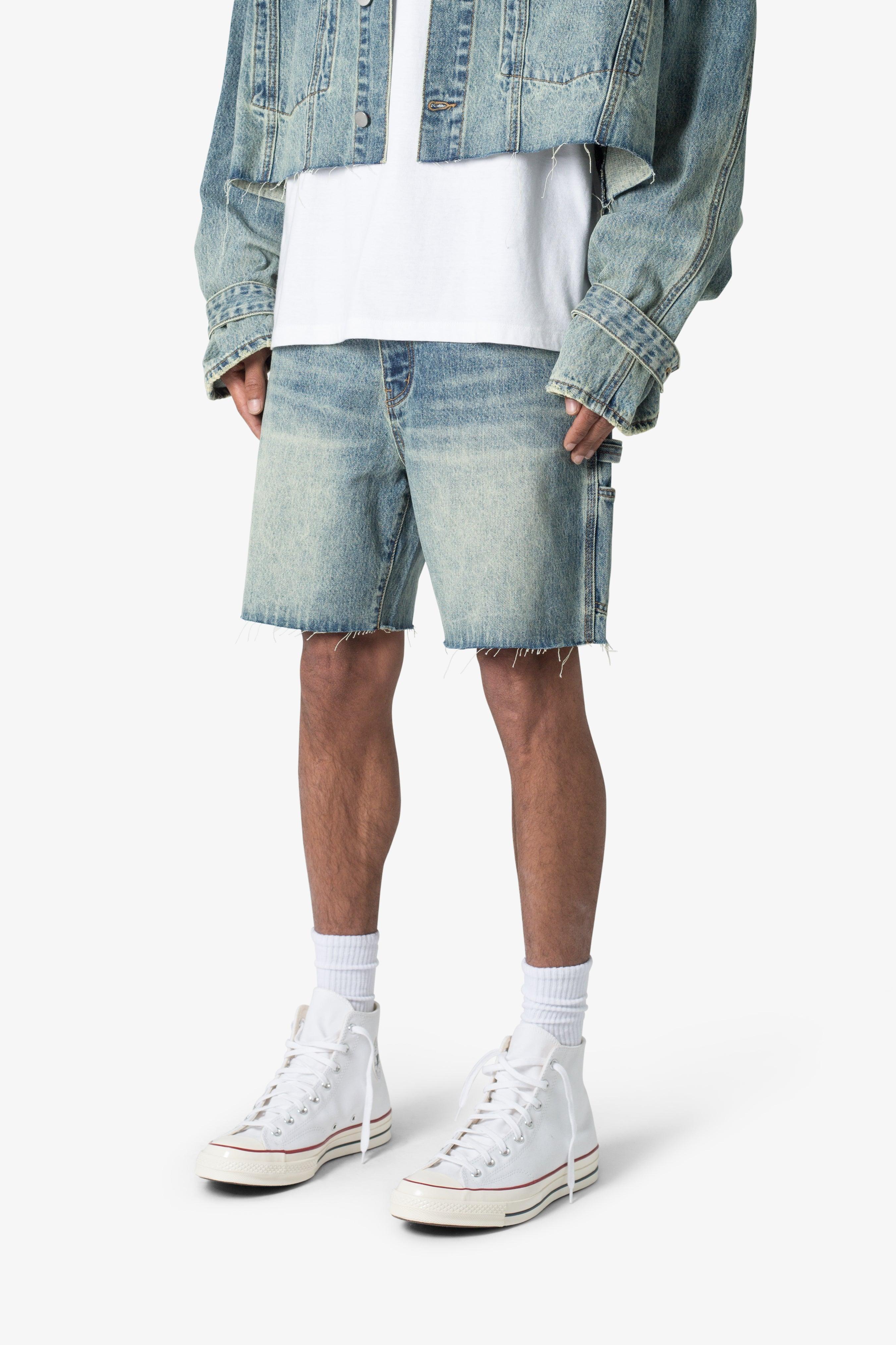 Frayed Denim Shorts - Blue Product Image