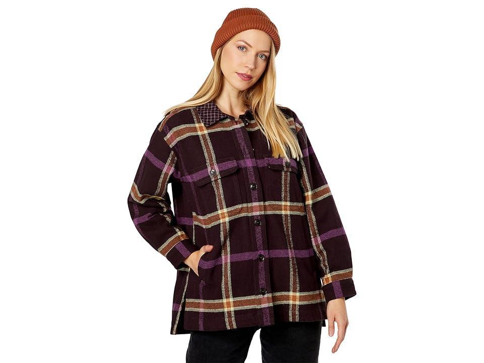 Madewell Tilda Shirt Jacket - Heavyweight Flannel Twill Windowpane (Spiced Raisin) Women's Clothing Product Image