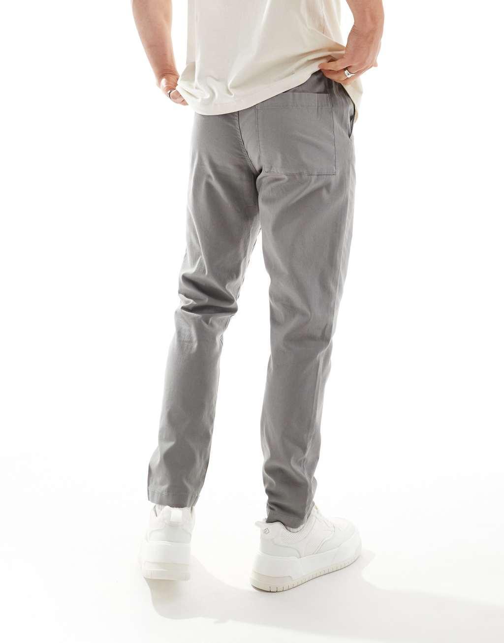 ASOS DESIGN slim pull on pants in gray Product Image