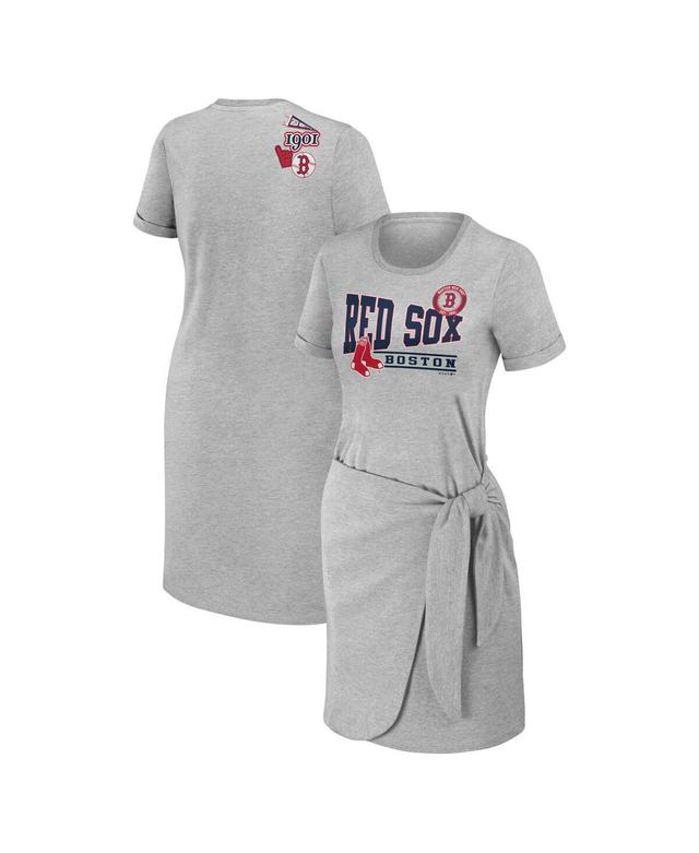 Womens WEAR by Erin Andrews Heather Gray Boston Red Sox Knotted T-Shirt Dress Product Image