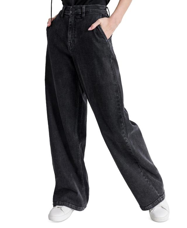 Dkny Jeans Womens High-Rise Wide-Leg Trouser Jeans Product Image