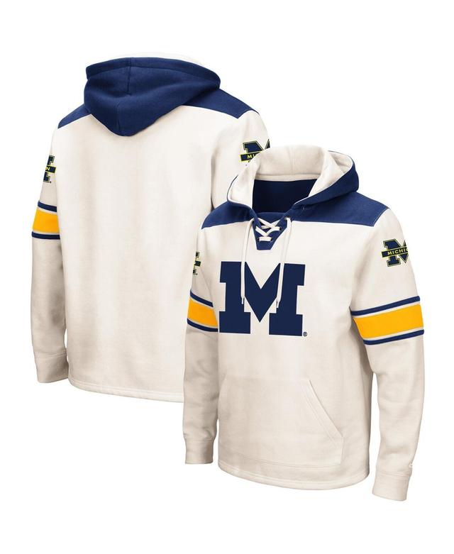 Mens Colosseum Cream Michigan Wolverines 2.0 Lace-Up Pullover Hoodie Product Image