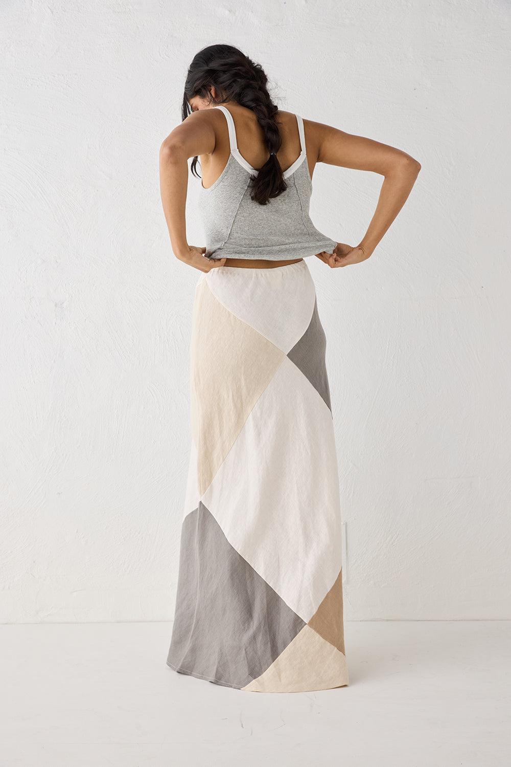 Valencia Bias Cut Linen Maxi Skirt Charcoal Product Image