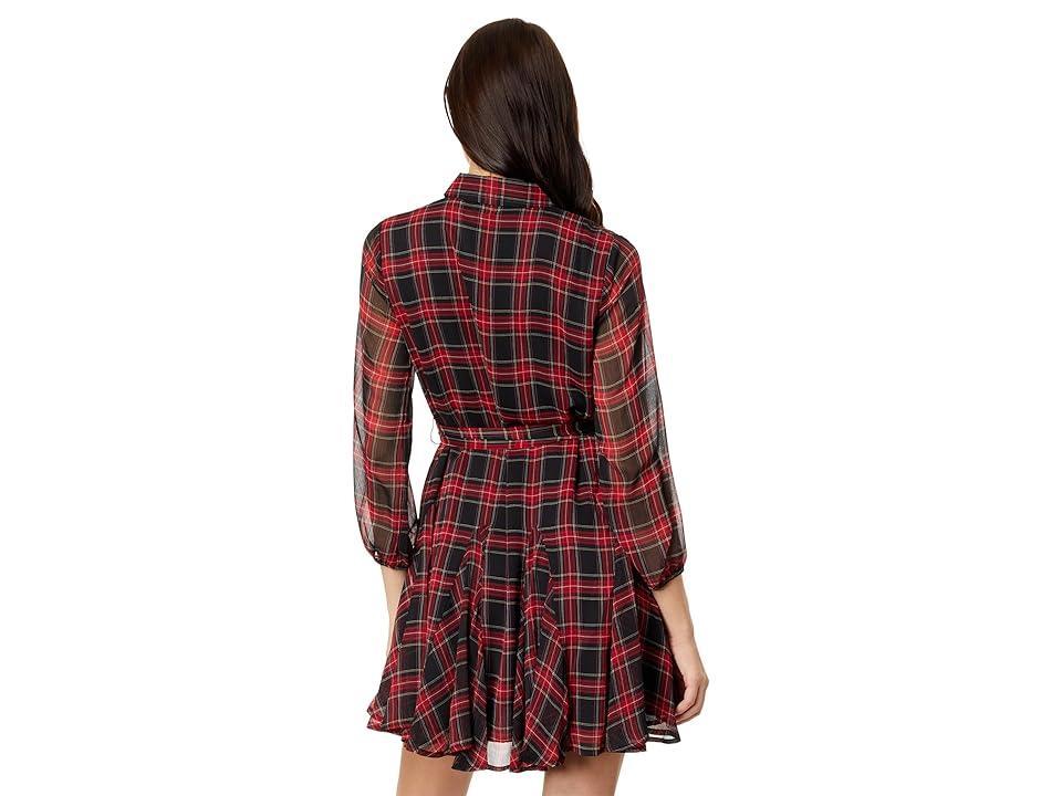 Tommy Hilfiger Long Sleeve Plaid Dress Multi) Women's Clothing Product Image