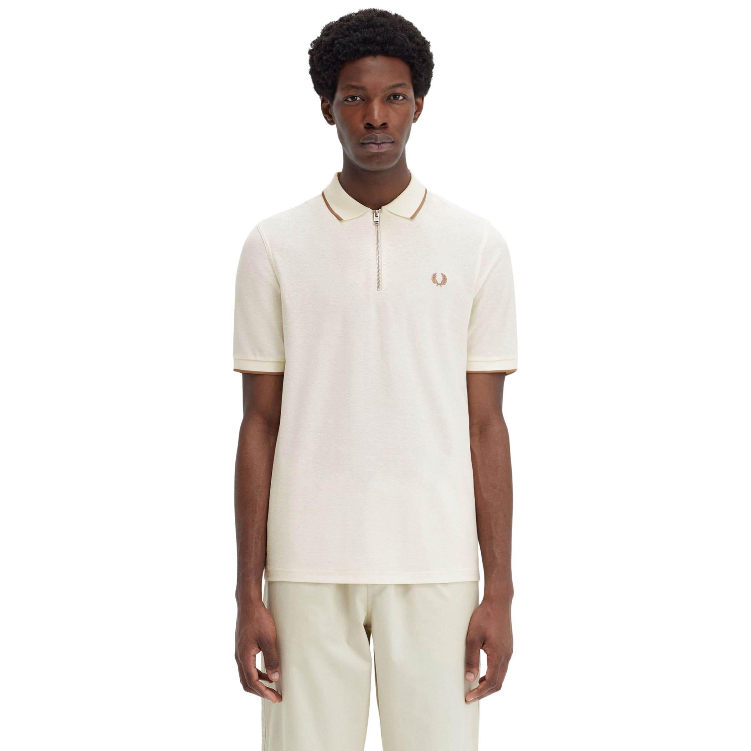 CREPE PIQUE ZIP NECK POLO SHRT Product Image