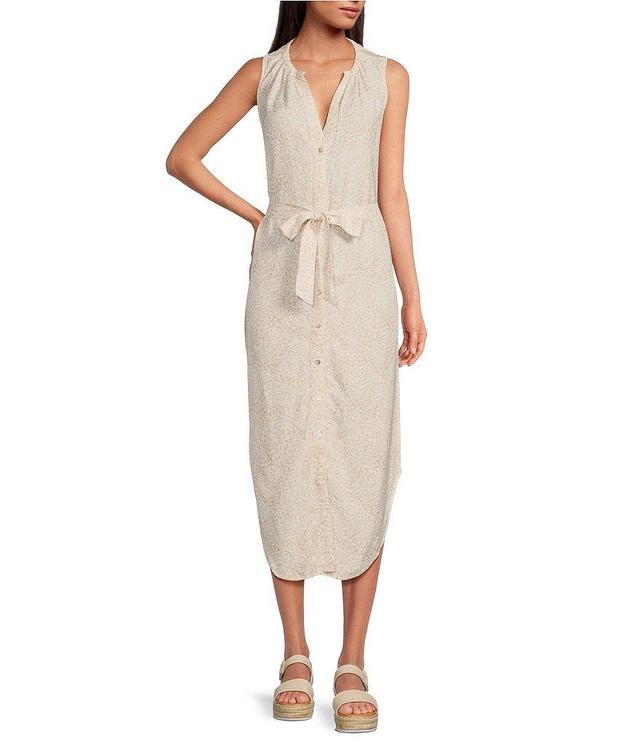 Cloth & Stone Linen Blend Button Front Midi Dress Product Image