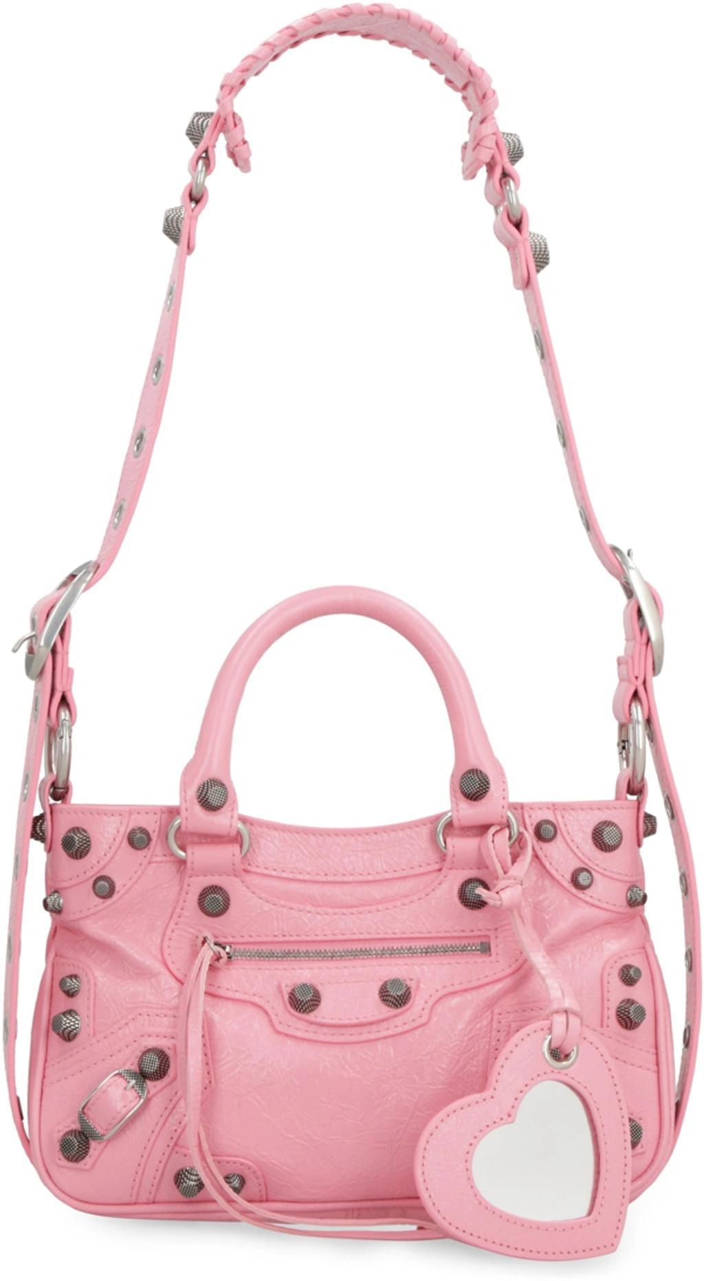 BALENCIAGA Neo Cagole Leather Tote In Pink Product Image