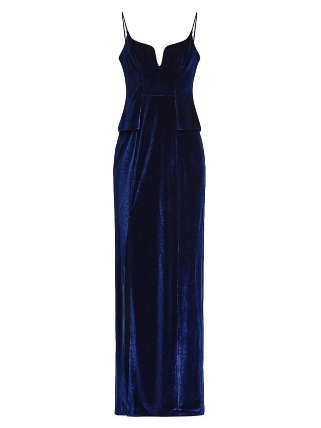 Womens Velvet Peplum Gown Product Image