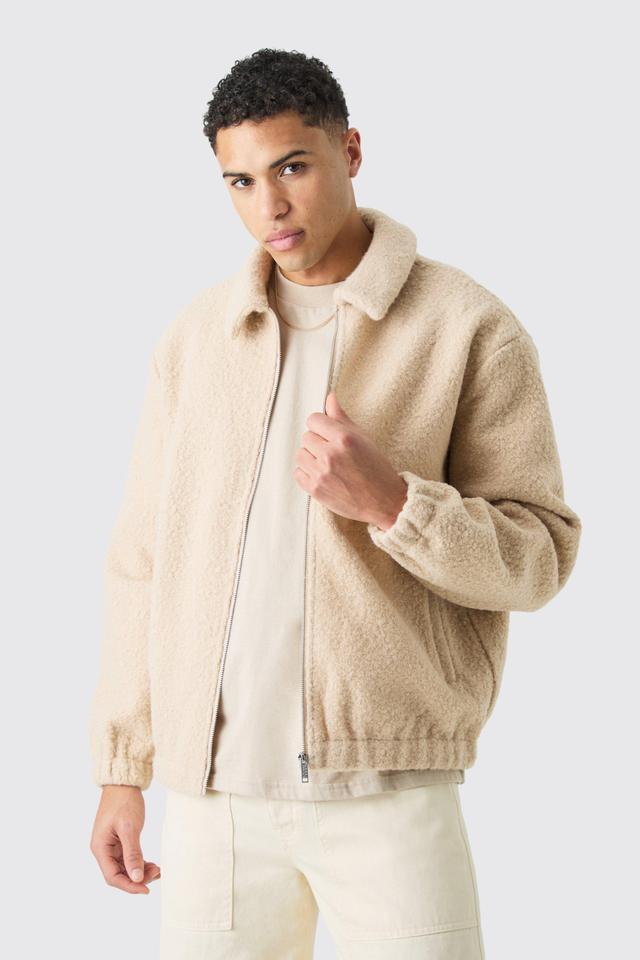 Oversized Boucle Borg Harrington Jacket | boohooMAN USA Product Image