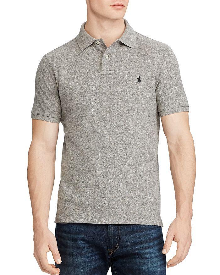 Cotton Mesh Custom Slim Fit Polo Shirt In Grey Product Image