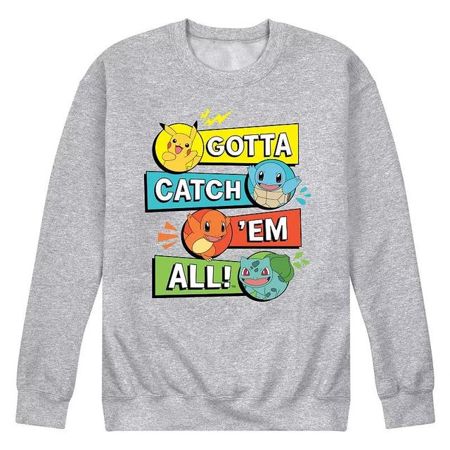 Mens Pokemon Catch Em All Text Boxes Graphic Fleece Product Image