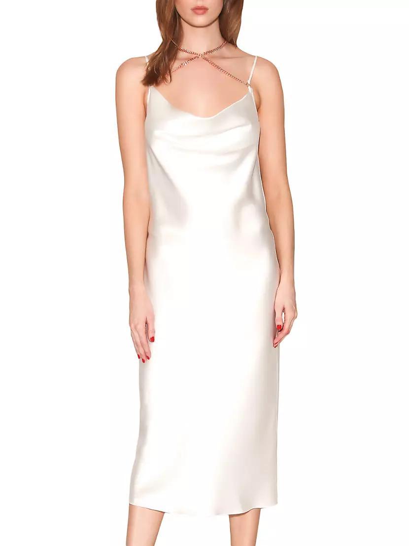 Chain Silk Satin Midi-Dress Product Image