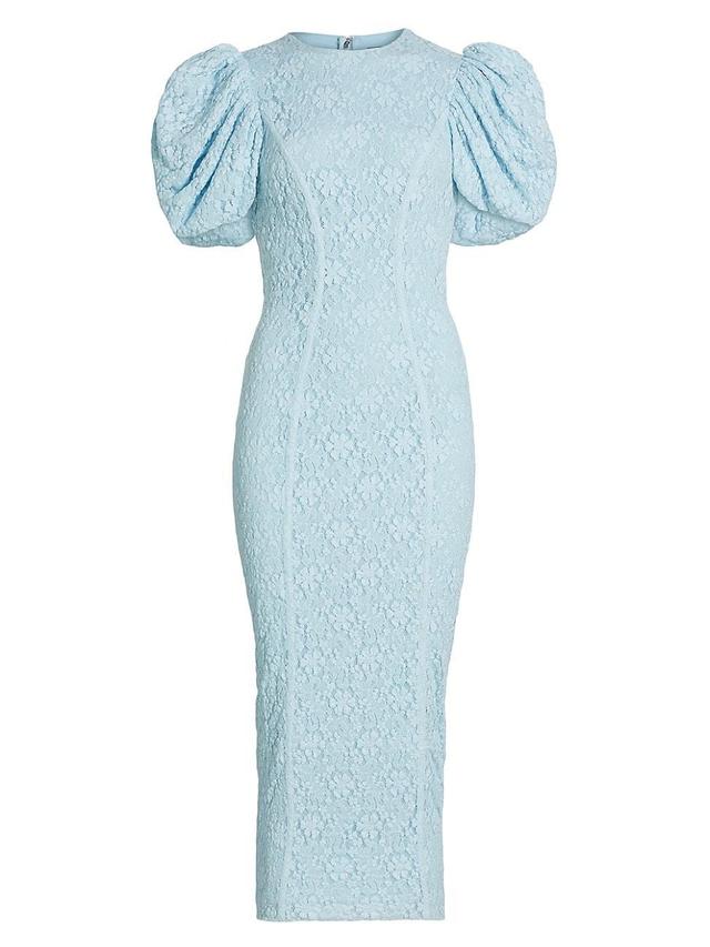 Womens Floral Lace Fitted Midi-Dress Product Image