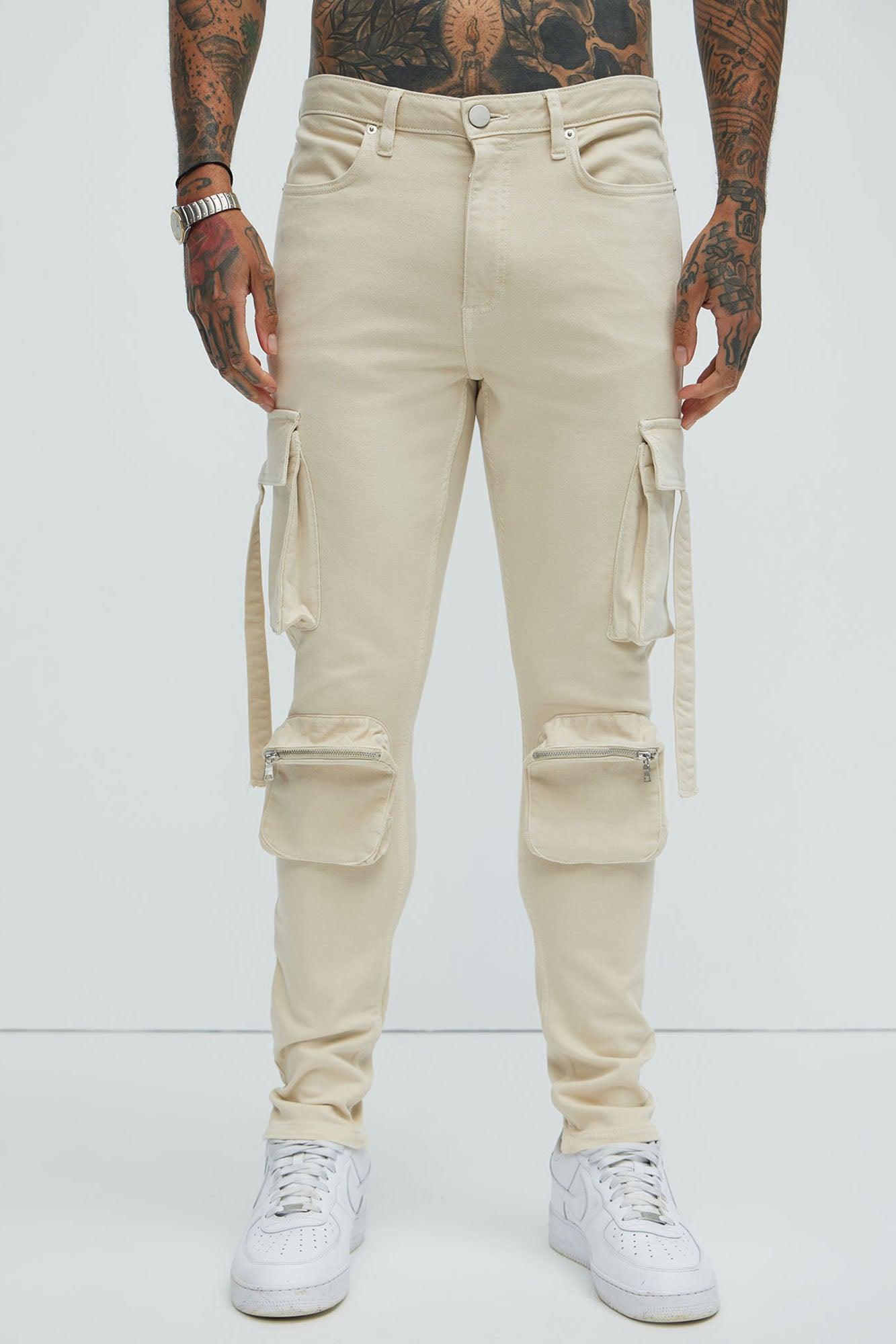 Bradford Skinny Cargo Pants - Off White Product Image