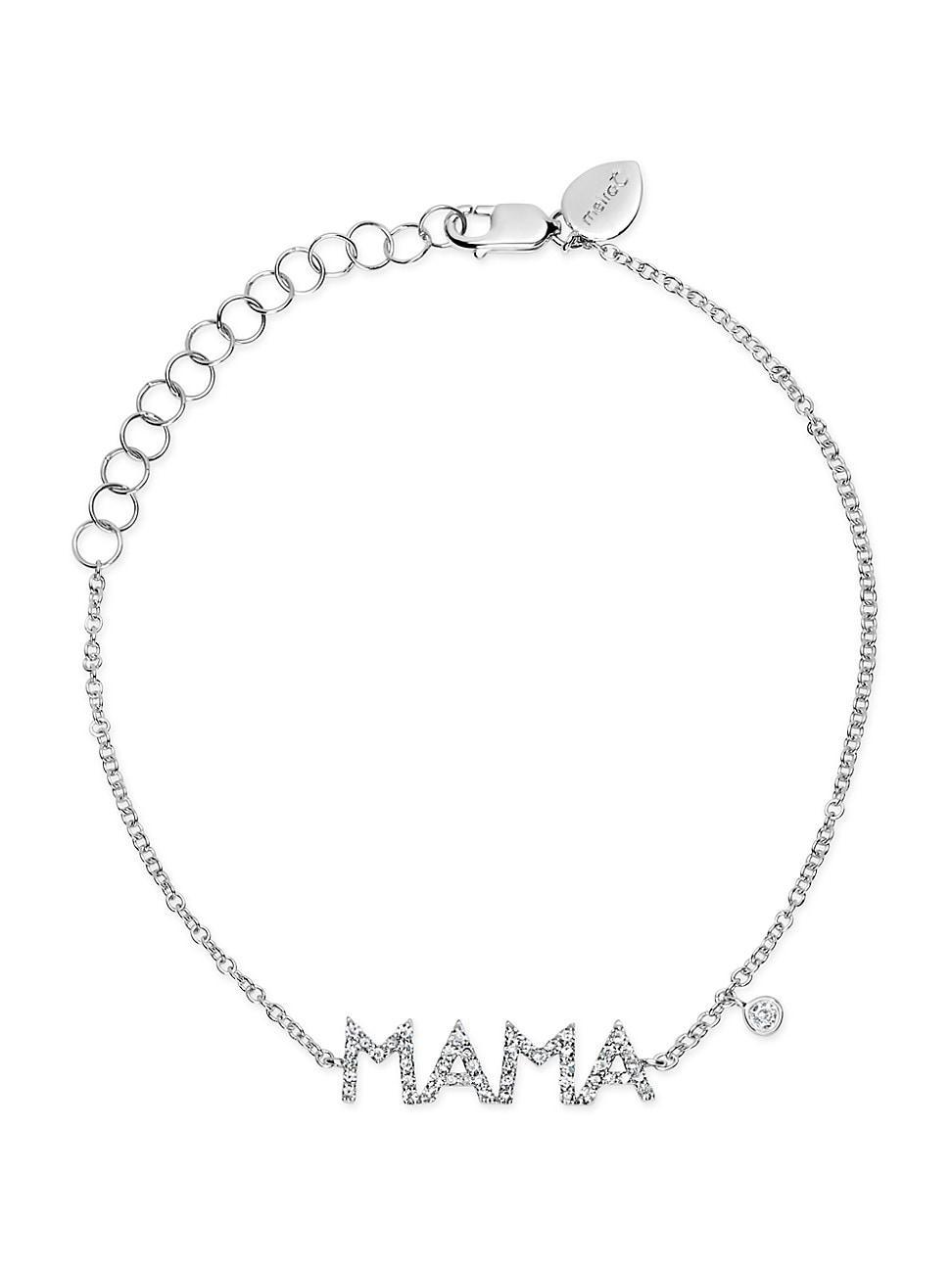 Womens 14K White Gold & 2.6 TCW Diamond Mama Bracelet Product Image