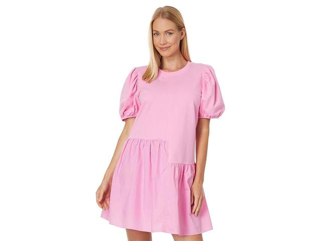 English Factory Knit Woven Mixed Dress (Bubblegum ) Women's Dress Product Image