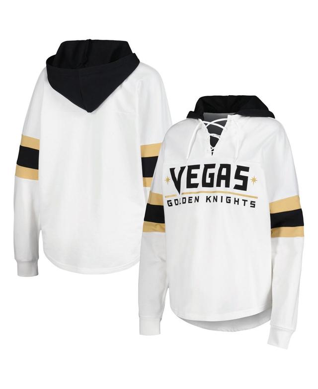 Womens G-III 4Her by Carl Banks White/Black Vegas Golden Knights Goal Zone Long Sleeve Lace-Up Hoodie T-Shirt Product Image