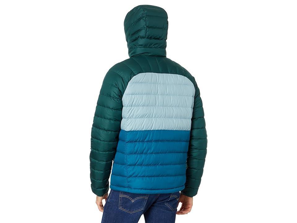 L.L.Bean Bean's Down Hooded Jacket Color-Block (Mallard Teal/Dark Pine) Men's Clothing Product Image