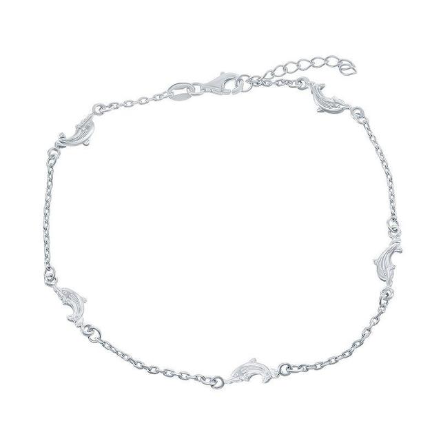 Sterling Silver Dolphins Anklet - Silver Product Image