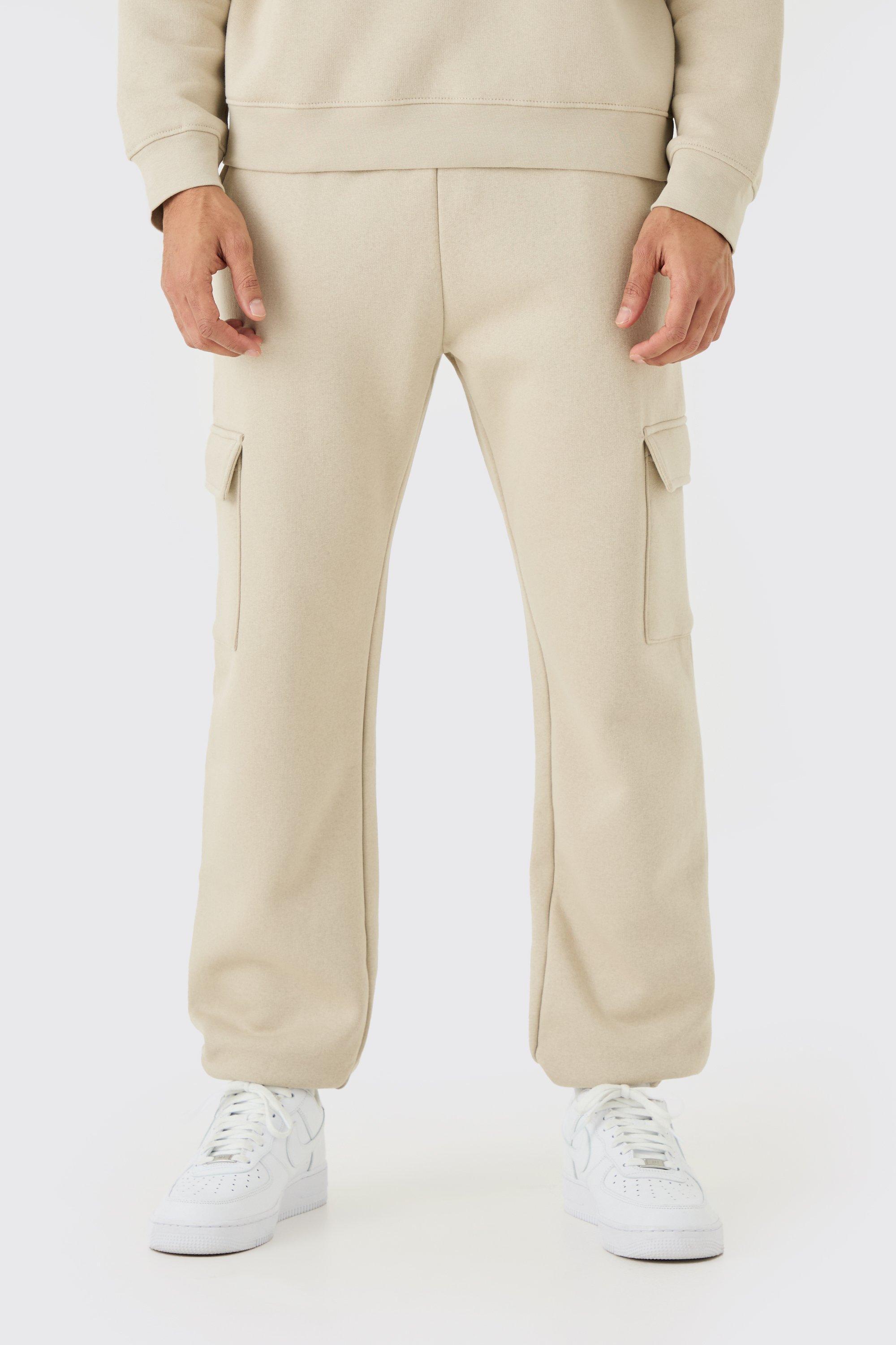 Mens Beige Regular Fit Cargo Jogger, Beige Product Image