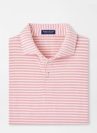 Peter Millar Mens Albatross Stripe Cotton Blend Piqu Polo | Color: Scarlet Lily | Size: S Product Image