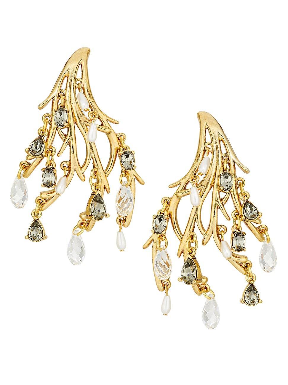 Womens Goldtone, Crystal Glass & Pearl Branch Drop Earrings Product Image