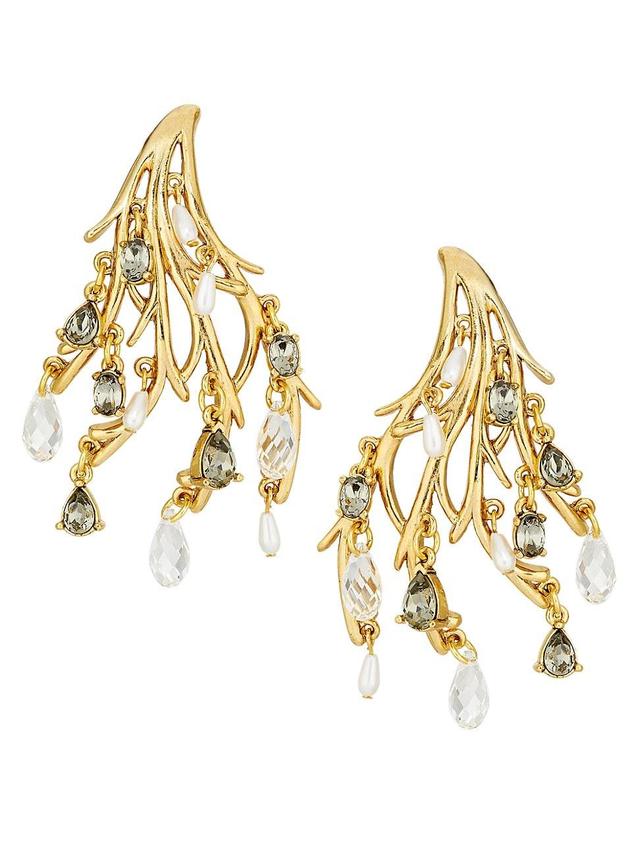 Womens Goldtone, Crystal Glass & Pearl Branch Drop Earrings Product Image