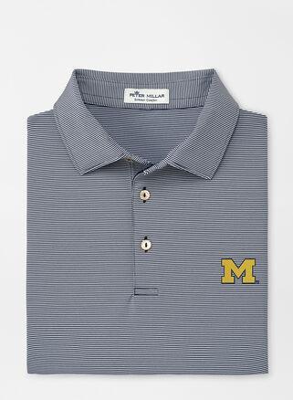 Peter Millar Mens Michigan Jubilee Stripe Performance Polo | Color: Navy | Size: 3XL Product Image