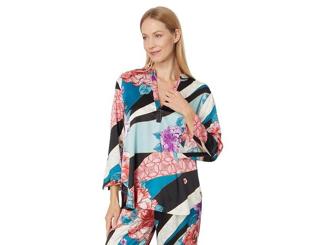 N by Natori Winter Peony Pajama Set (Teal) Women's Pajama Sets Product Image