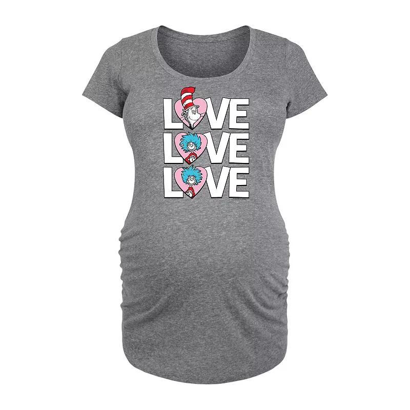 Maternity Dr. Seuss Love Stacked Graphic Tee, Womens Grey Gray Product Image