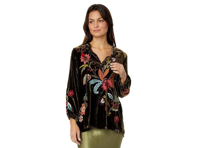 Johnny Was Isabella Velvet Field Blouse (Tiger Eye) Women's Clothing Product Image