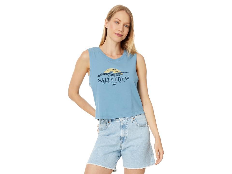 Salty Crew Soarin' Cropped Tank (Bluestone) Women's Clothing Product Image