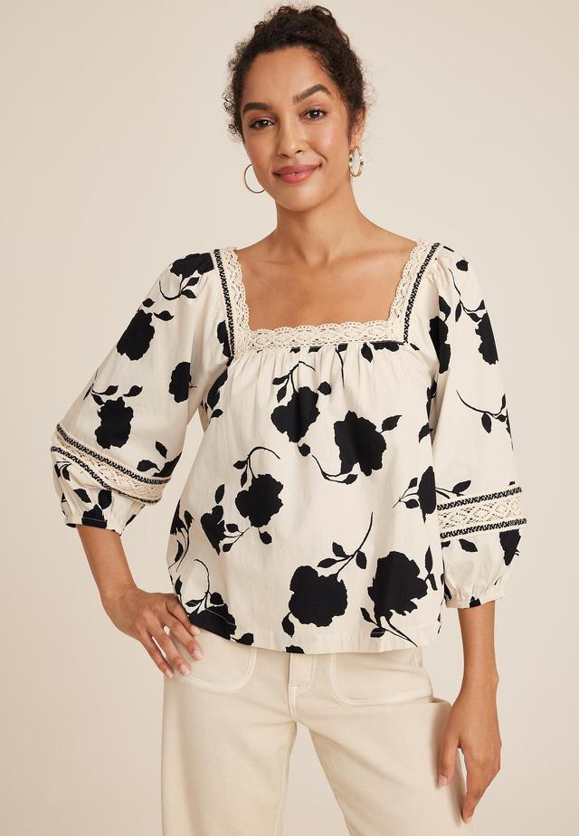 Floral Crochet Trim Blouse Product Image