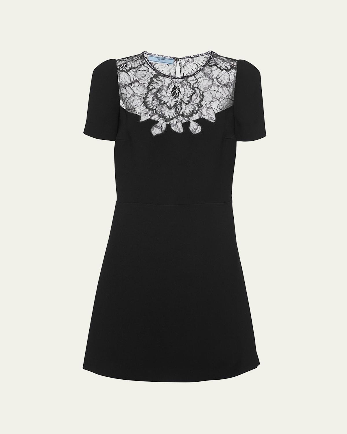 Womens Cady And Lace Mini-Dress Product Image